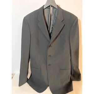Vintage Armani Collezioni Men's‎ Black Pinstripe Blazer Jacket Made in Italy